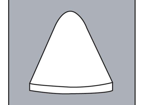 BCR225-1 1/2` x 9/16` Plastic Cone Vibratory Media - Line Drawing