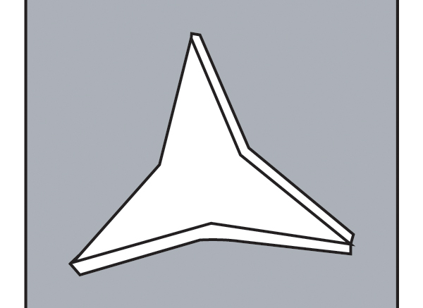 AC3S50A-1 - 5/8` x 1/4` P-40 Medium Cut Angle Cut Tristar Ceramic Media - Line Drawing